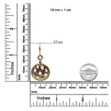 18K Yellow Gold 1 2/3 Cttw Diamond and Blue Sapphire Bezel Set Gemstone Cluster Medallion Dangle Earrings (Brown and G-H Color, SI1-SI2 Clarity)-3 thumbnail 4