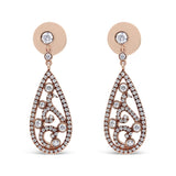 18K rose gold ring with teardrop diamond stones in F-G color VS clarity thumbnail 1