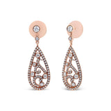 18K Rose Gold 1 1/4 Cttw Diamond Teardrop Shaped Drop and Dangle Screw Back Stud Earring (F-G Color, VS1-VS2 Clarity)-1 thumbnail 2