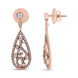 18K Rose Gold 1 1/4 Cttw Diamond Teardrop Shaped Drop and Dangle Screw Back Stud Earring (F-G Color, VS1-VS2 Clarity)-3 thumbnail 4