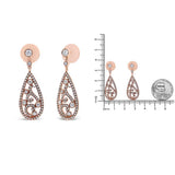 18K Rose Gold 1 1/4 Cttw Diamond Teardrop Shaped Drop and Dangle Screw Back Stud Earring (F-G Color, VS1-VS2 Clarity)-4 thumbnail 5