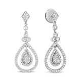 18K White Gold 1 1/4 Cttw Round Diamond Openwork Teardrop-Shaped Dangle Earrings (F-G Color, VS1-VS2 Clarity)-1 thumbnail 2