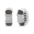 18K white gold huggie hoops with round diamonds and grey enamel band