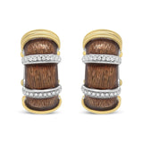 18K white gold huggie hoop earrings with round diamond stones thumbnail 1