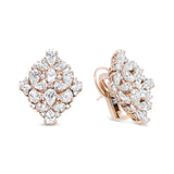 18K Rose Gold 8 1/3 Cttw Pear and Round Diamond Floral Cluster Omega Earrings (F-G Color, VS1-VS2 Clarity)-3 thumbnail 4