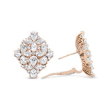 18K Rose Gold 8 1/3 Cttw Pear and Round Diamond Floral Cluster Omega Earrings (F-G Color, VS1-VS2 Clarity)-4 thumbnail 5