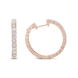 18K Rose Gold 1 Cttw Round Bezel-Set Diamond Hoop Earrings (F-G Color, VS1-VS2 Clarity)-0 thumbnail 1