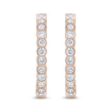 18K Rose Gold 1 Cttw Round Bezel-Set Diamond Hoop Earrings (F-G Color, VS1-VS2 Clarity)-1 thumbnail 2