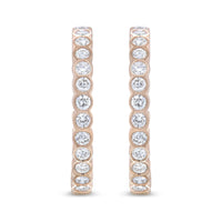 18K Rose Gold 1 Cttw Round Bezel-Set Diamond Hoop Earrings (F-G Color, VS1-VS2 Clarity)