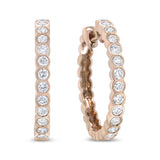 18K Rose Gold 1 Cttw Round Bezel-Set Diamond Hoop Earrings (F-G Color, VS1-VS2 Clarity)-3 thumbnail 4