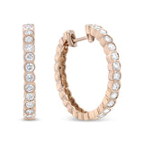18K Rose Gold 1 Cttw Round Bezel-Set Diamond Hoop Earrings (F-G Color, VS1-VS2 Clarity)-4 thumbnail 5