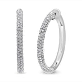 18K White Gold 2 1/3 Cttw Pave Set Diamond Semi Eternity Leverback Hoop Earrings (F-G Color, VS1-VS2 Clarity)-3 thumbnail 4