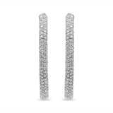 18K White Gold 2 1/3 Cttw Pave Set Diamond Semi Eternity Leverback Hoop Earrings (F-G Color, VS1-VS2 Clarity)-1 thumbnail 2