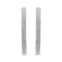 18K White Gold 2 1/3 Cttw Pave Set Diamond Semi Eternity Leverback Hoop Earrings (F-G Color, VS1-VS2 Clarity)