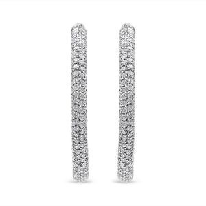 18K White Gold 2 1/3 Cttw Pave Set Diamond Semi Eternity Leverback Hoop Earrings (F-G Color, VS1-VS2 Clarity)-1