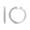 18K white gold hoop earrings with pave-set diamond semi-eternity rows