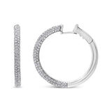 18K white gold hoop earrings with pave-set diamond semi-eternity rows thumbnail 1