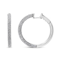 18K White Gold 2 1/3 Cttw Pave Set Diamond Semi Eternity Leverback Hoop Earrings (F-G Color, VS1-VS2 Clarity)
