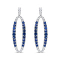 18K white gold earrings with round diamond and blue sapphire stones