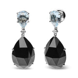 18K White Gold 1/5 Cttw Diamond with Pear Cut Sky Blue Topaz and Pear-Cut Black Onyx Gemstone Dangle Earring (G-H Color, SI1-SI2 Clarity)-1 thumbnail 2