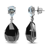 18K White Gold 1/5 Cttw Diamond with Pear Cut Sky Blue Topaz and Pear-Cut Black Onyx Gemstone Dangle Earring (G-H Color, SI1-SI2 Clarity)-3 thumbnail 4