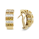 18K Yellow Gold 1 3/4 Cttw Invisible Set Princess Cut Diamond and 2.5mm Yellow Sapphire Huggie Hoop Earrings (F-G Color, VS1-VS2 Clarity)-4 thumbnail 5