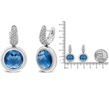 18K White Gold Bezel Set 11mm Blue Topaz and 1/2 Cttw Invisible Set Diamond Bale Dangle Earrings (F-G Color, VS1-VS2 Clarity)-4 thumbnail 5