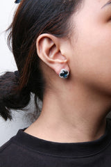 18K White Gold 3/8 Cttw Diamond and 11x11mm Clover-Cut London Blue Topaz Gemstone Halo Clover Stud Earrings (G-H Color, SI1-SI2 Clarity)-2 thumbnail 3
