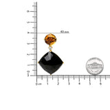 18K Yellow Gold 1/5 Cttw Diamond with Round Yellow Citrine and Cushion Cut Black Onyx Gemstone Dangle Earring (G-H Color, SI1-SI2 Clarity)-4 thumbnail 5