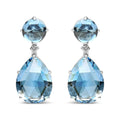 18K White Gold 1/5 Cttw Diamond with Round London Blue Topaz and 20 x 15mm Pear Cut Sky Blue Topaz Gemstone Dangle Earring (G-H Color, SI1-SI2 Clarity)-0