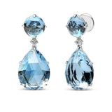 18K White Gold 1/5 Cttw Diamond with Round London Blue Topaz and 20 x 15mm Pear Cut Sky Blue Topaz Gemstone Dangle Earring (G-H Color, SI1-SI2 Clarity)-1 thumbnail 2