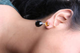 18K White and Yellow Gold 1/5 Cttw Diamond with Round Yellow Citrine and 20x15mm Pear Cut Black Onyx Gemstone Dangle Earring (G-H Color, SI1-SI2 Clarity)-2 thumbnail 3