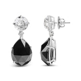 18K White Gold 1/5 Cttw Diamond with Round White Topaz and 20x15mm Pear Cut Black Onyx Gemstone Dangle Earring (G-H Color, SI1-SI2 Clarity)-3 thumbnail 4