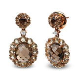18K Rose Gold Diamond Accent and  Lemon and Oval Smoky Color Quartz Gemstone Dangle Drop Earring (G-H Color, SI1-SI2 Clarity)-1 thumbnail 2