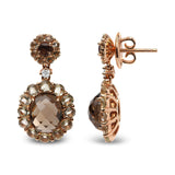 18K Rose Gold Diamond Accent and  Lemon and Oval Smoky Color Quartz Gemstone Dangle Drop Earring (G-H Color, SI1-SI2 Clarity)-3 thumbnail 4
