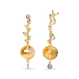 18K Yellow Gold 2/3 Cttw Round Bezel Diamond and 25mm Ball Shaped Yellow Citrine Gemstone Dangle Stud Earring (Brown and G-H Color, SI1-SI2 Clarity)-1 thumbnail 2