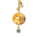 18K Yellow Gold 2/3 Cttw Round Bezel Diamond and 25mm Ball Shaped Yellow Citrine Gemstone Dangle Stud Earring (Brown and G-H Color, SI1-SI2 Clarity)-3 thumbnail 4