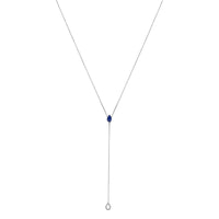 Sterling Silver Created Blue Sapphire and Diamond Accent Y Necklace