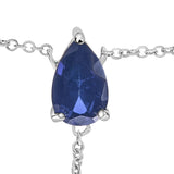 Sterling Silver Created Blue Sapphire and Diamond Accent Y Necklace-1 thumbnail 2