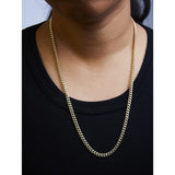 Semi-Solid 14K Yellow Gold 4.5mm Miami Cuban Chain Necklace - Unisex Chain-4 thumbnail 5