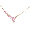 18K rose gold necklace with oval pink sapphire and brown diamond clusters