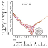 18K Rose Gold 1/2 Cttw Brown Diamond and Multi-Size Oval Pink Sapphire Cluster Cascade Statement Station Necklace (Brown Color, SI1-SI2 Clarity) - Adjustable up to 14
