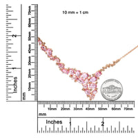 18K Rose Gold 1/2 Cttw Brown Diamond and Multi-Size Oval Pink Sapphire Cluster Cascade Statement Station Necklace (Brown Color, SI1-SI2 Clarity) - Adjustable up to 14