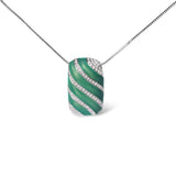 925 sterling silver necklace with turquoise enamel block and diamond border thumbnail 1