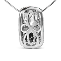 .925 Sterling Silver Turquoise Enamel and 1/2 Cttw Diamond Block 18