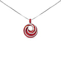 925 sterling silver swirl medallion pendant with red enamel and diamonds