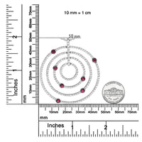 18K White Gold 2 1/6 Cttw Pave Set Diamonds and Red Ruby Openwork Circles 18