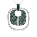 925 sterling silver pendant with diamond, sapphire, and tsavorite green enamel