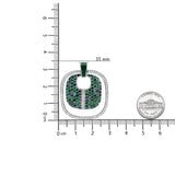 .925 Sterling Silver Green Enamel Pendant with 1/2 Cttw Diamond, Sapphire, and Tsavorite Openwork Statement 18