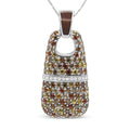 925 sterling silver pendant necklace with white and brown diamonds and sapphires